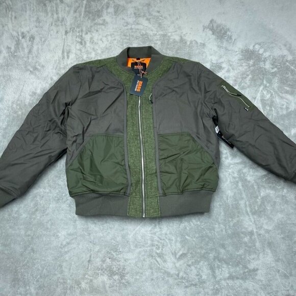 Bass Outdoor Hero Bomber Jacket Mens Large Canvas & Quilted Lining Green S166 - Picture 1 of 9